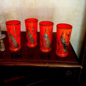 Czechoslovak-Slovakia peacock orange glasses.